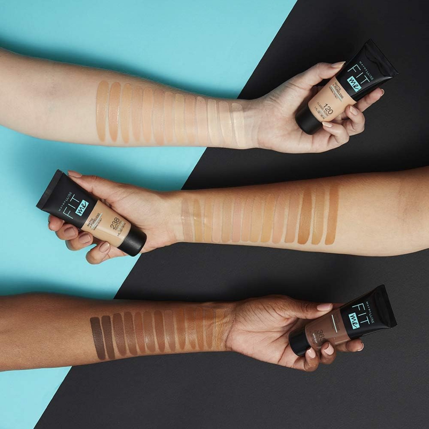 MEKA UP Maybelline New York - Fluid Tone on Ton Fit Me! Matte and Poreless Foundation - Shade: 359 