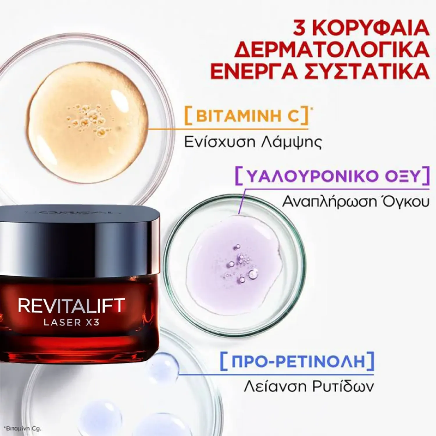 ΠΕΡΙΠΟΙΗΣΗ ΠΡΟΣΩΠΟΥ L'Oreal Revitalift Laser x3, Αντιγηραντική Κρέμα Ημέρας Τριπλής Δράσης, 50ml